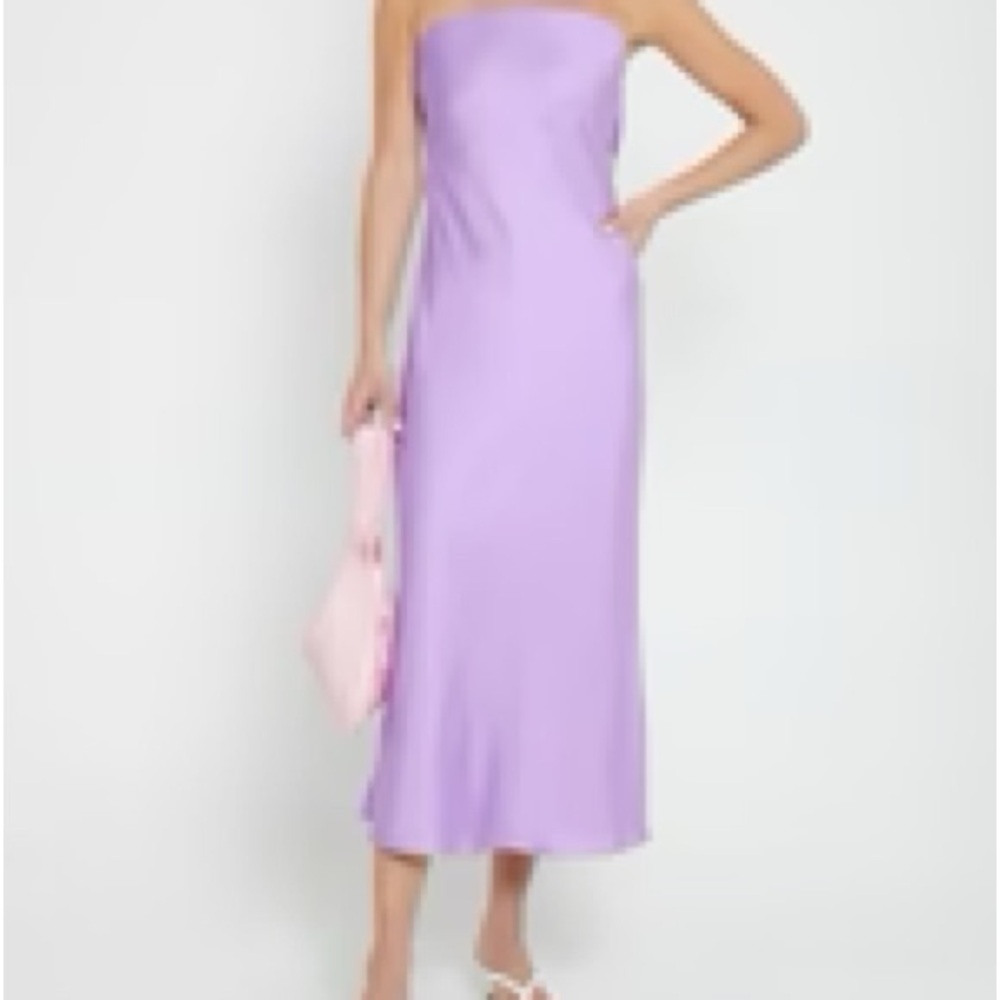 NWT! Few Moda O.P.T light purple strapless satin midi dress - Picture 6 of 6